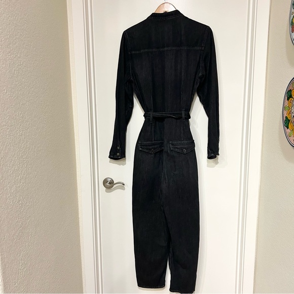 $498 Veronica Beard Washed Onyx Annie Denim Cargo Jumpsuit Size large - Picture 11 of 15